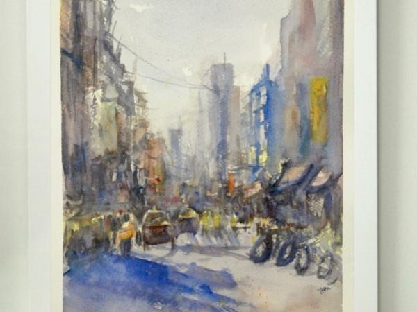 Taiwan Taipei street landscape atmospheric impressionist painting