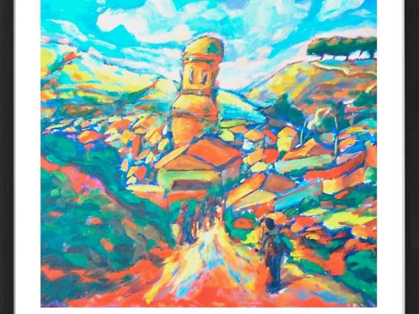 Camino de Santiago Art Prints A4 - Pilgrim Trail Landscape Wall Decor - Way of St James Art - Spain Travel Landscape Paintings - El Camino Gift