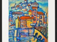 Spanish Art Prints 8x10" - Camino de Santiago Compostela Cathedral - Impressionist Travel Landscape Paintings - Spain Souvenir