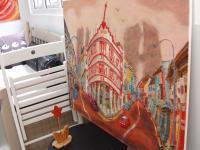 Right Side View of canvas art Keong Saik red and white shophouse building 