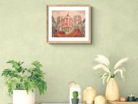 Singapore Signed Art Poster of Chinatown Keong Saik Road Shophouse Painting by Local Artist, Unique Asia Travel Print Gift of Red Iconic Building