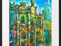 Spanish Art Prints 8x10" - Camino de Santiago Compostela Cathedral - Impressionist Travel Landscape Paintings - Spain Souvenir