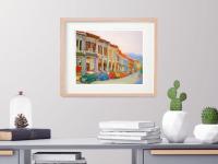 Framed Singapore Poster of Emerald Hill Shophouses Painting in a study room