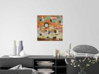 Orange Abstract Oil Painting: Whimsical Zen Circle Impasto Art - Musings