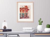 Singapore Signed Art Poster of Joo Chiat Chinese Red Shophouse Vibrant Artwork, Asia Travel Heritage Print Gift