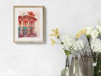 Singapore Signed Art Poster of Joo Chiat Chinese Red Shophouse Vibrant Artwork, Asia Travel Heritage Print Gift