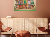 Shophouse painting in living room - Earth tones