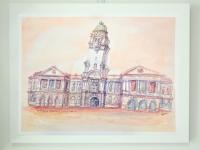 Singapore Watercolor Painting: Victoria Theatre & Concert Hall Impressionism Art