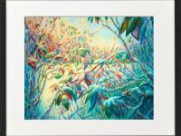 Impressionist Paintings Wall Art Prints 8x10" - Pigeon Symphony, whimsical birds on blue water fountain, european Poland holidays decor travel art