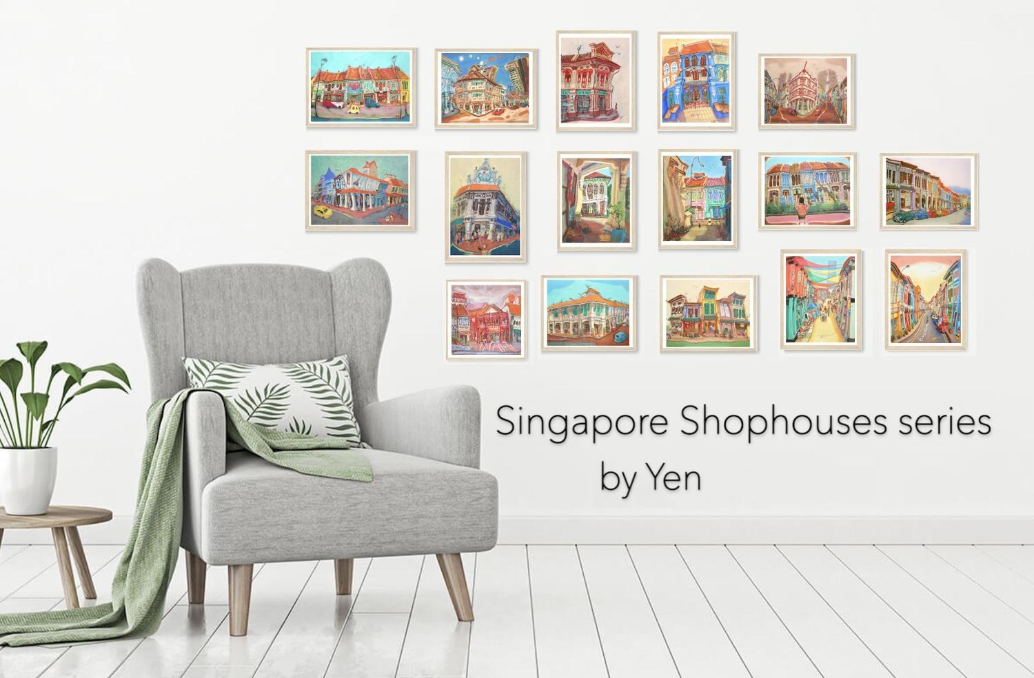 Singapore Signed Art Print of Emerald Hill Painting Peranakan Shophouse Decor by Local Artist, Vibrant Heritage Asia Art Poster