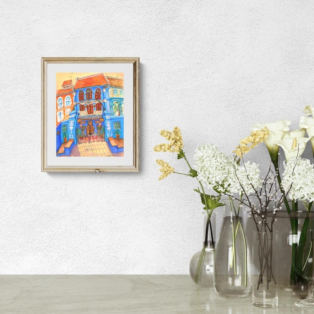 Singapore Signed Art Print of Neil Road Baba House Painting, Peranakan Gift, Asia Travel Poster Souvenir