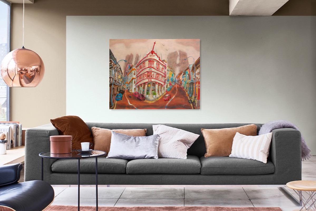 Singapore Chinatown Corner iconic shophouse art living room view
