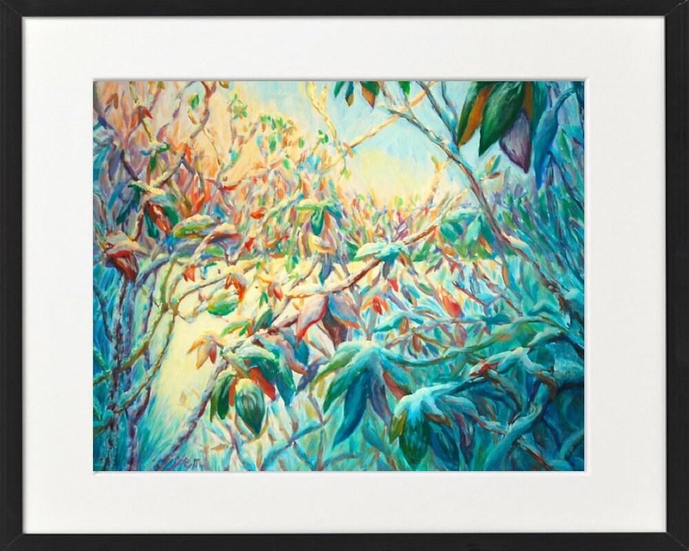 Impressionist Paintings Wall Art Prints 8x10" - Pigeon Symphony, whimsical birds on blue water fountain, european Poland holidays decor travel art