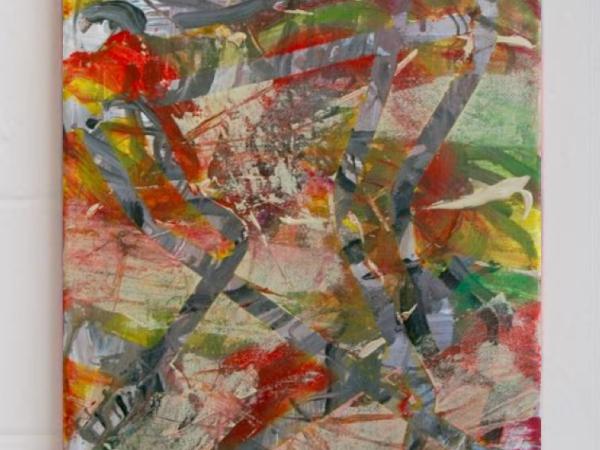 Pond - warm oriental chinese theme abstract original art painting, modern acrylic artwork on canvas, with splashes of of green lotus and red koi fishes
